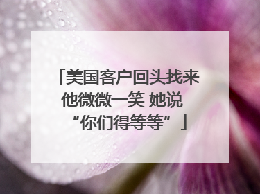美国客户回头找来 他微微一笑 她说“你们得等等”